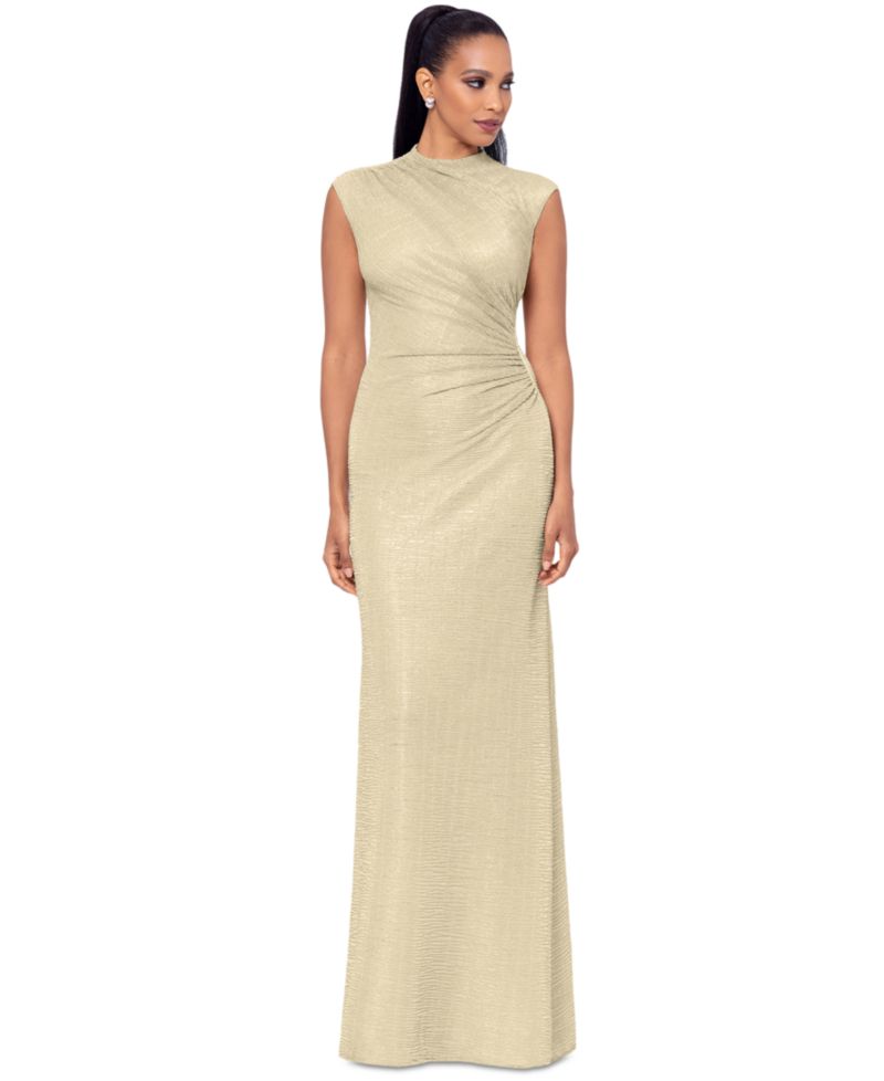 Women's Metallic Ruched Gown