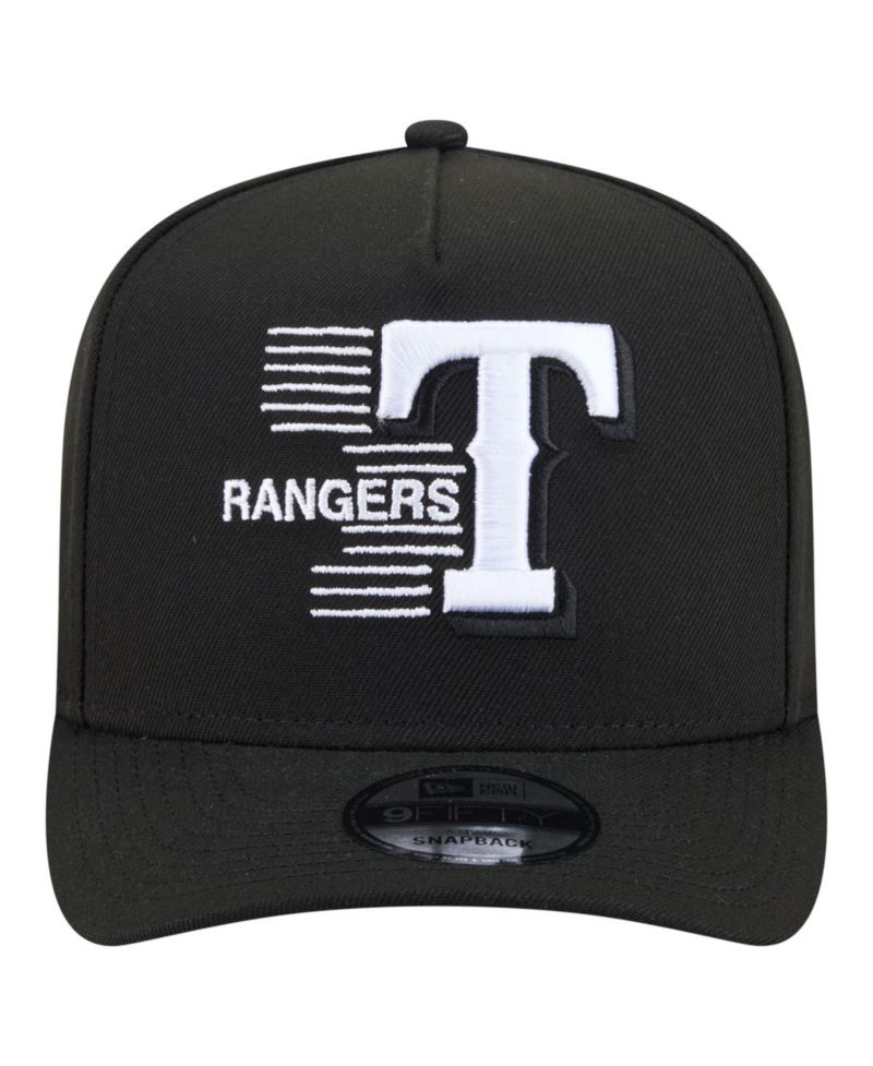 Men's Black Texas Rangers Motion A-Frame 9FIFTY Snapback Hat
