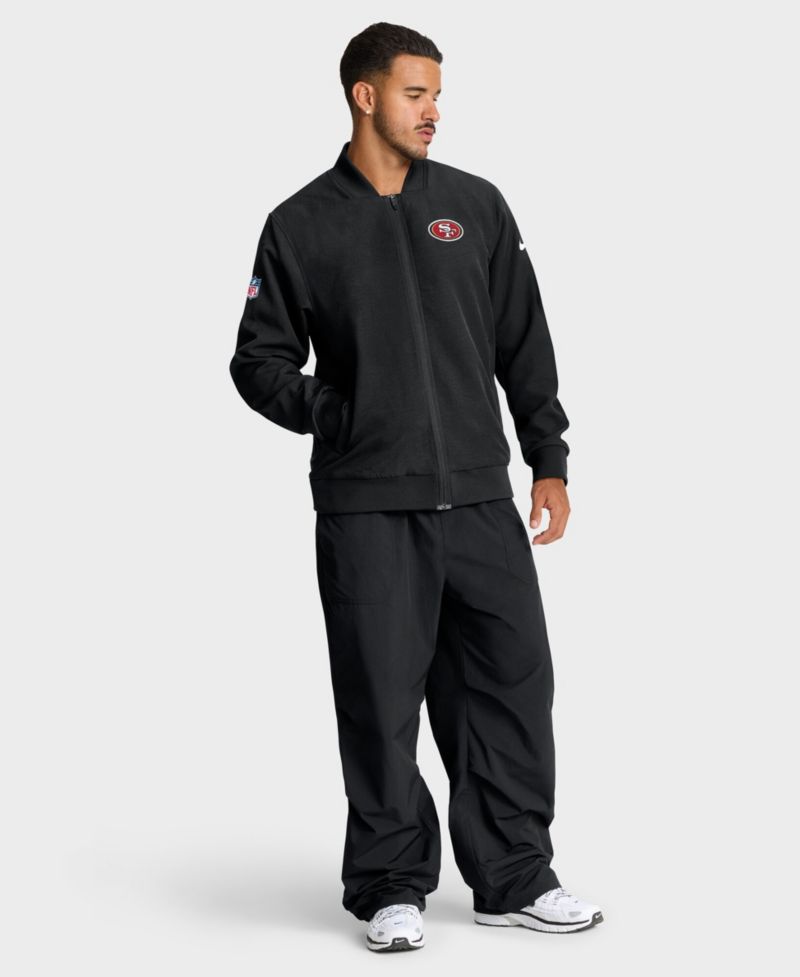 Men's Black San Francisco 49ers Sideline Full-Zip Bomber Jacket