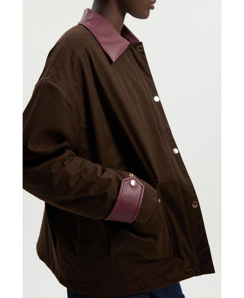 Quilted Contrast Collar Barn Jacket