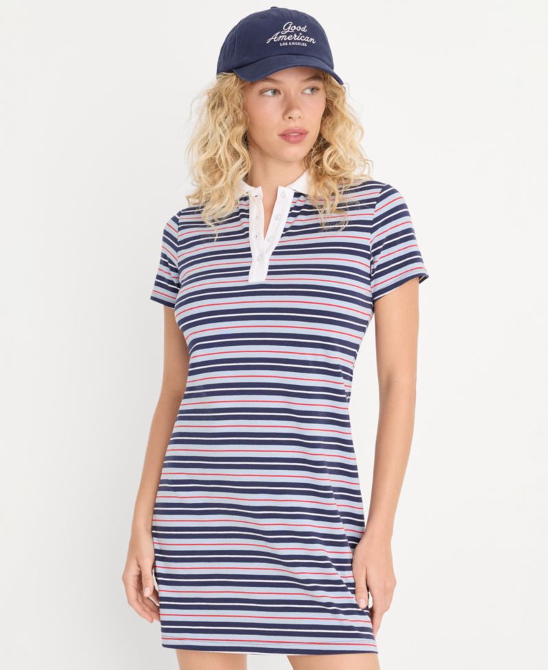 Women's Stripe Stretch Polo Mini Dress