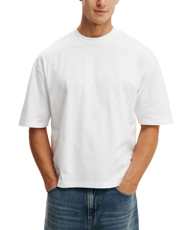 Men's Textured Cropped Boxy-Fit T-Shirt