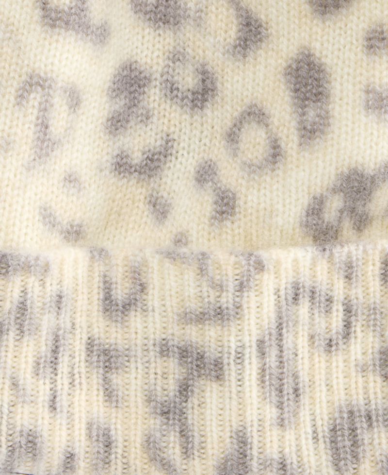 Leopard-Print Cashmere Cuffed Beanie