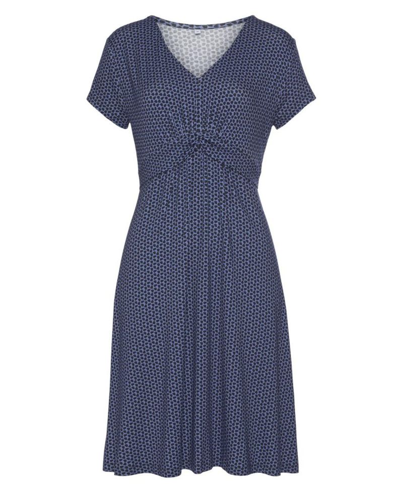 Women's Viscose Printed Short Sleeve V-Neck Short Dress