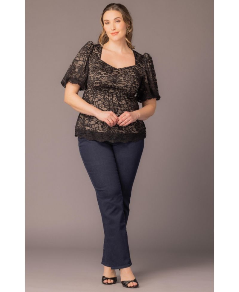 Plus Size Winsome Sweetheart Lace Peplum Top