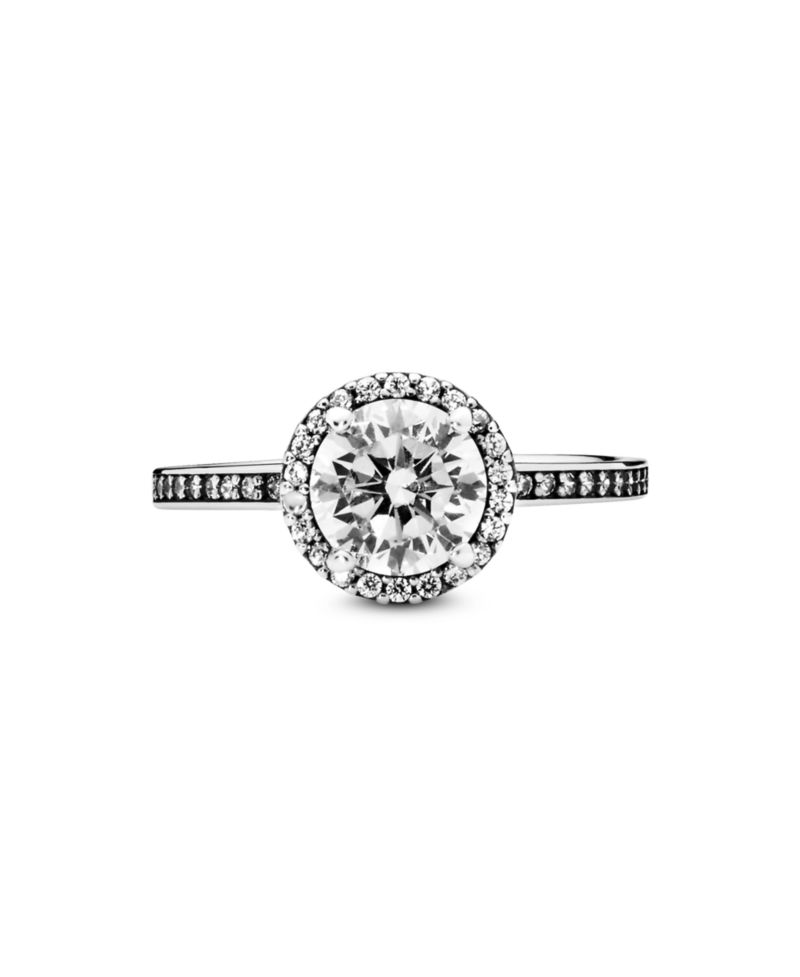 Cubic Zirconia Timeless Round Sparkle Halo Ring