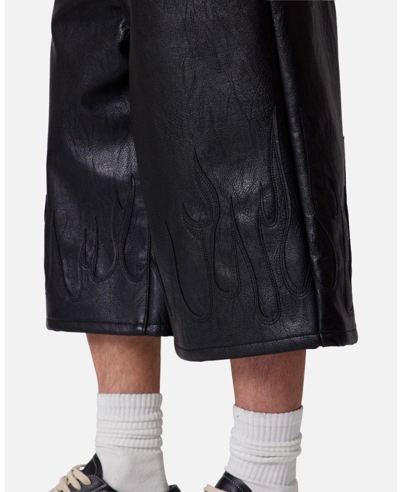 Men's Ultra Baggy Leather Flame Shorts