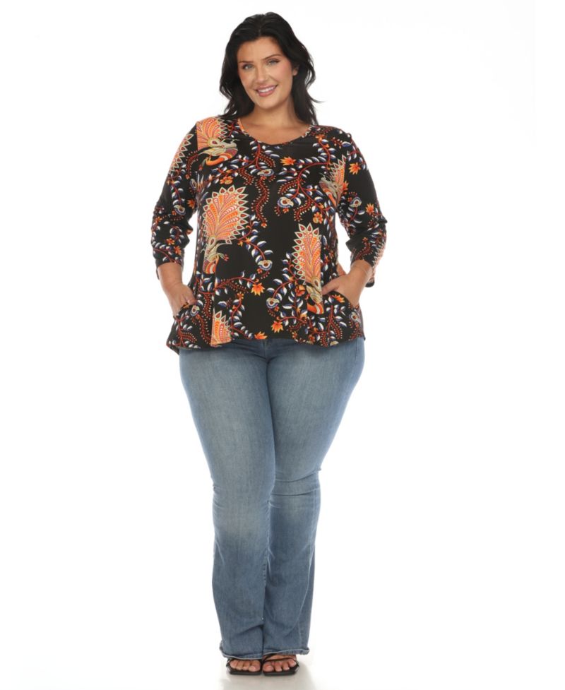 Plus Size Vibrant Boho Swing Top
