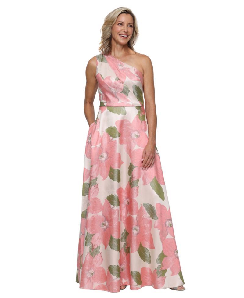 Petite One-Shoulder A-Line Gown