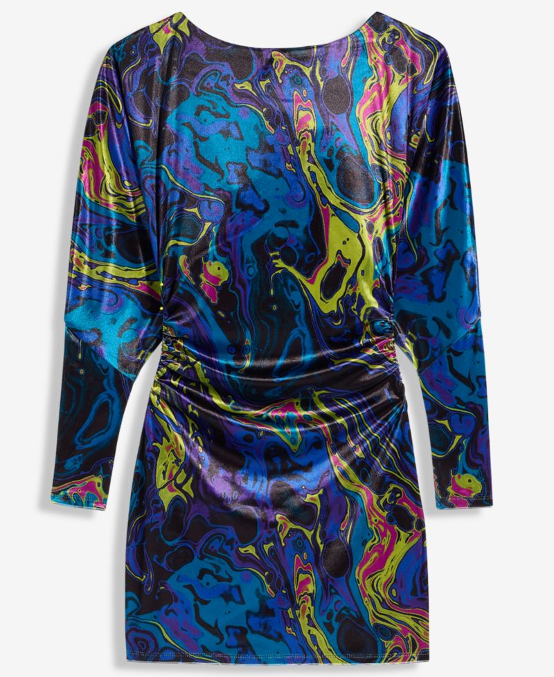 Women's Boat-Neck Batwing Open-Back Mini Dress