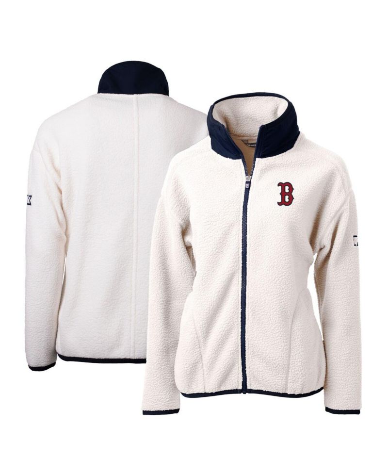 Women's White/Navy Boston Red Sox Cascade Eco Sherpa Fleece Full-Zip Jacket