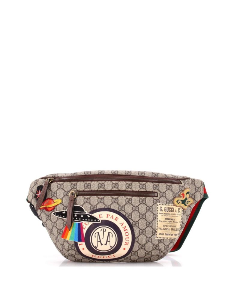 Courrier Zip Belt Bag GG Coated Canvas with Applique