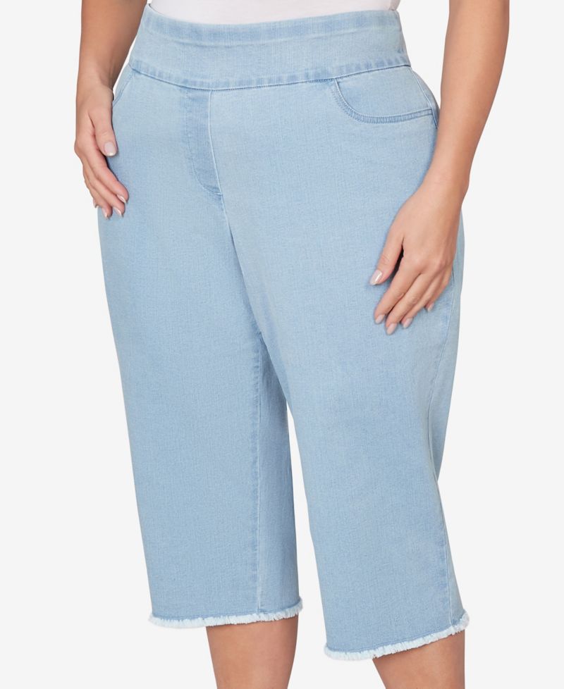 Plus Size Classic Stretch Stripe Clamdigger Capri Pants