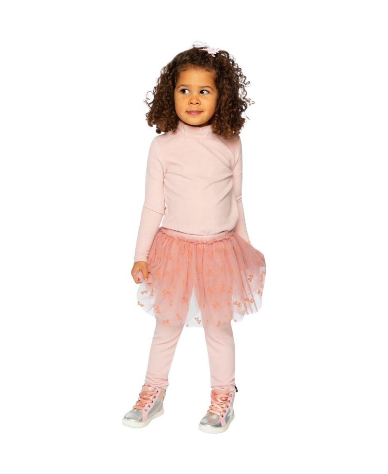 Little and Big Girl 6- 14 Brushed Rib Mock Neck Top