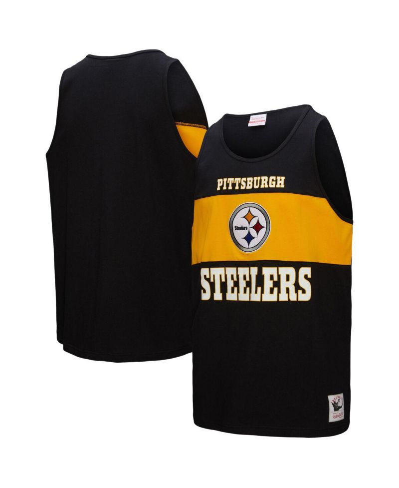 Men's Black Pittsburgh Steelers Retro Color Block Tank Top
