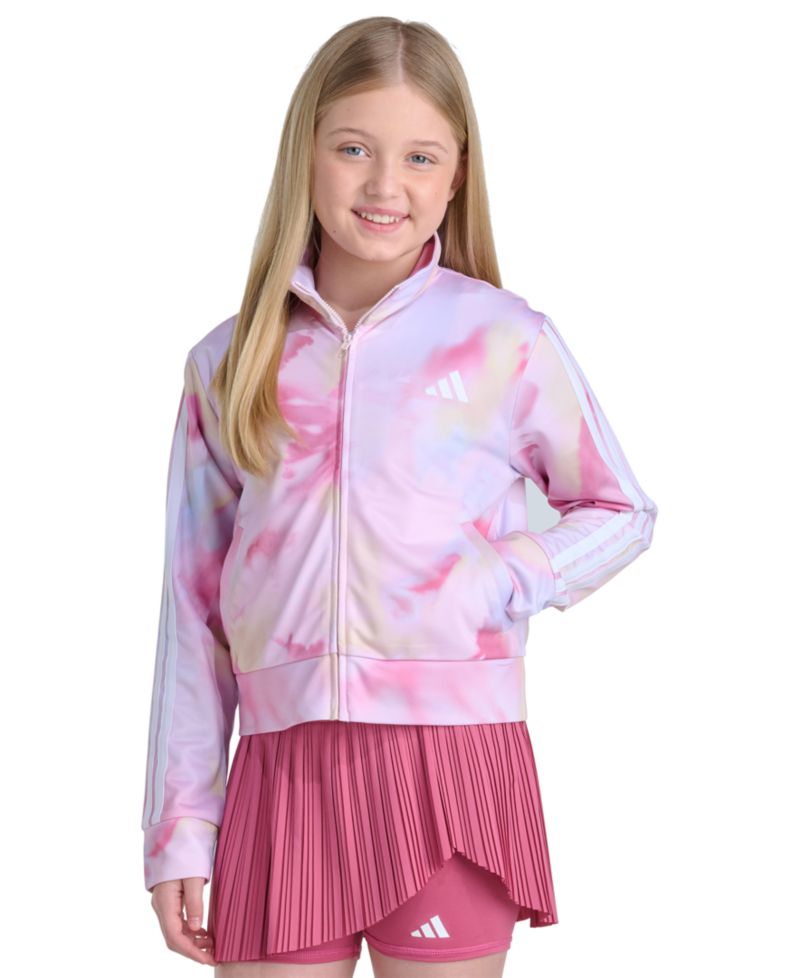 Girls' 8-16 Long-Sleeve Full-Zip Printed Tricot Jacket