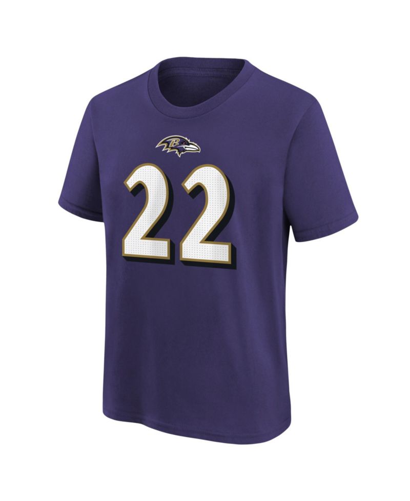 Big Boys and Girls Derrick Henry Purple Baltimore Ravens Player Name & Number T-Shirt