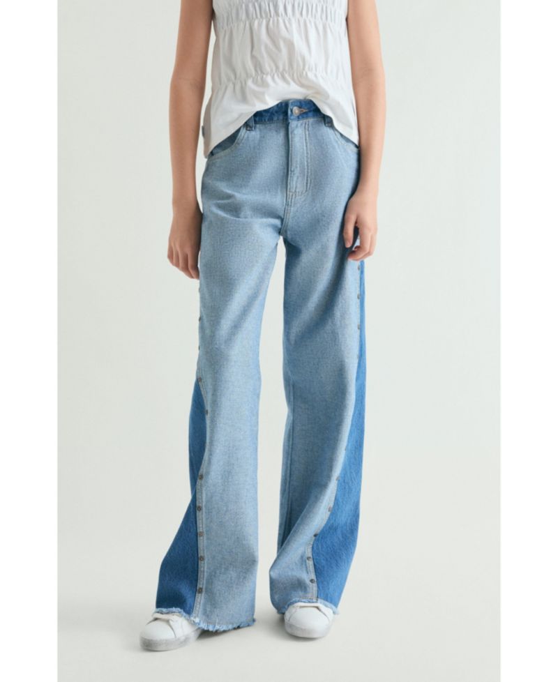 Girl's 4T - 16 Wide Leg Bicolor Denim Pants