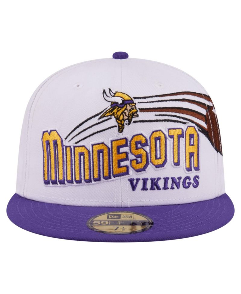 Men's White/Purple Minnesota Vikings Retro Swoop 59FIFTY Fitted Hat