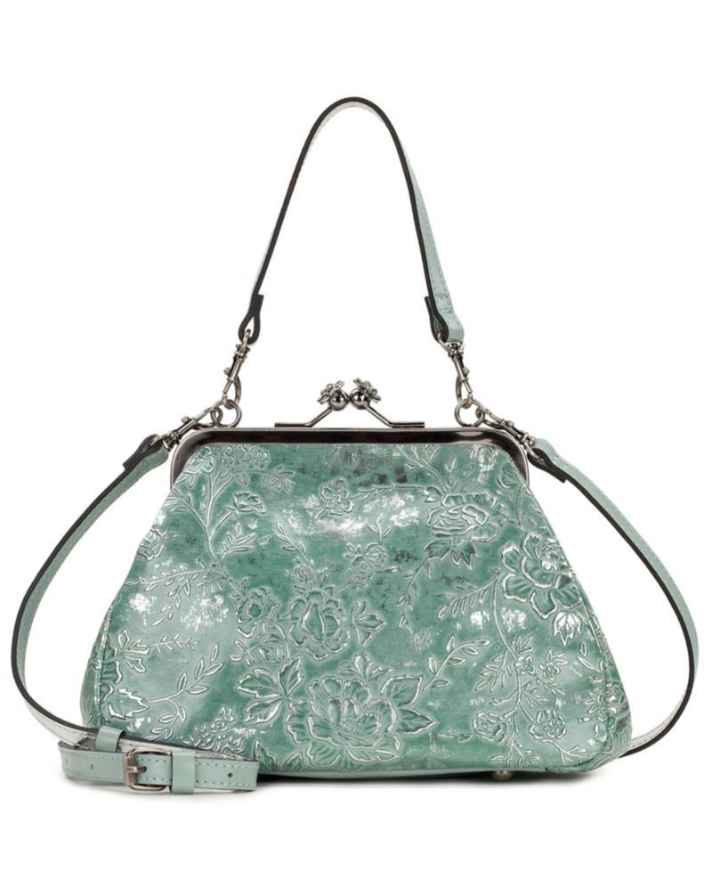 Rose Garden Tabby Small Leather Kiss-Lock Crossbody Bag