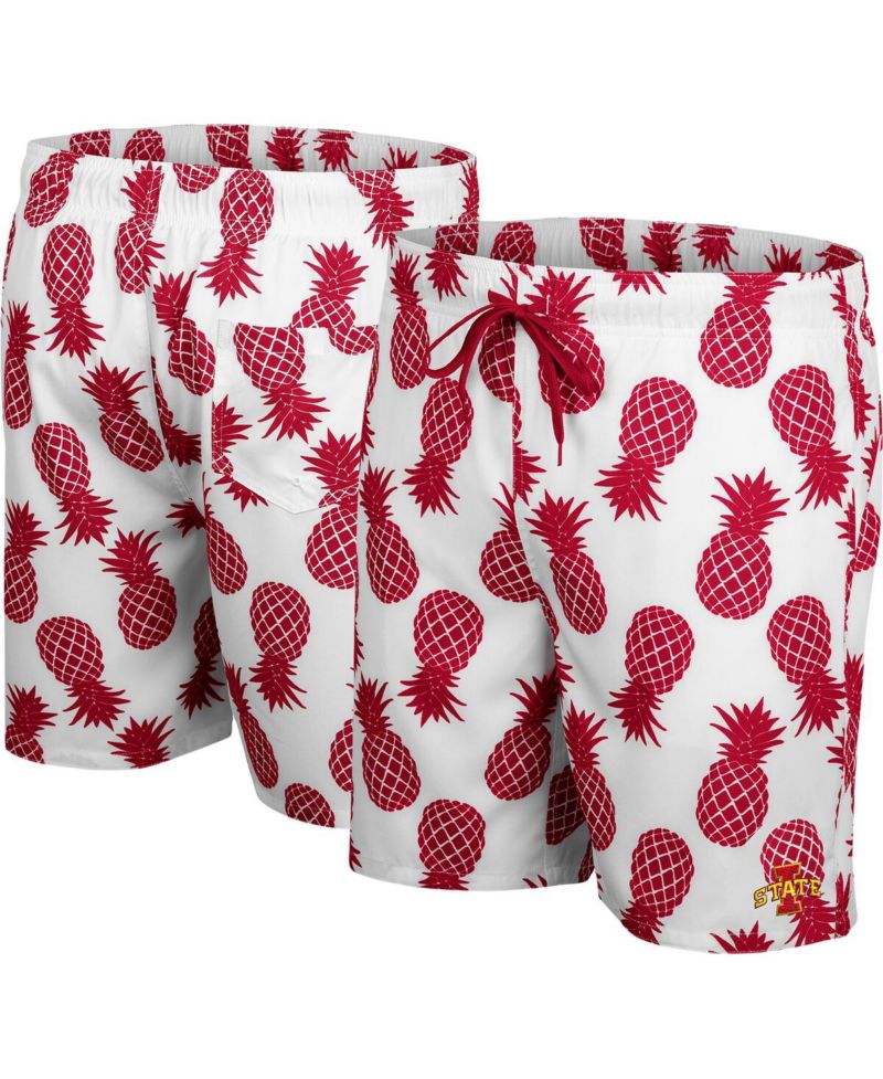 Men's White Iowa State Cyclones Pineapples Swim Shorts