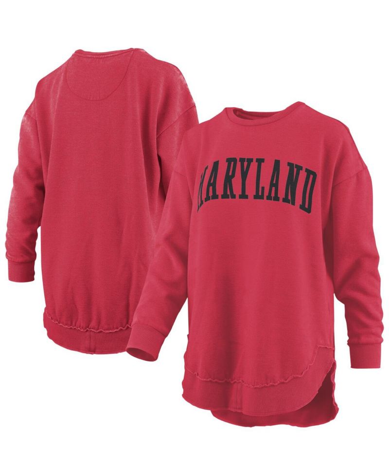 Women's Red Maryland Terrapins Melange Poncho Vintage Fleece Long Sleeve Pullover Sweatshirt