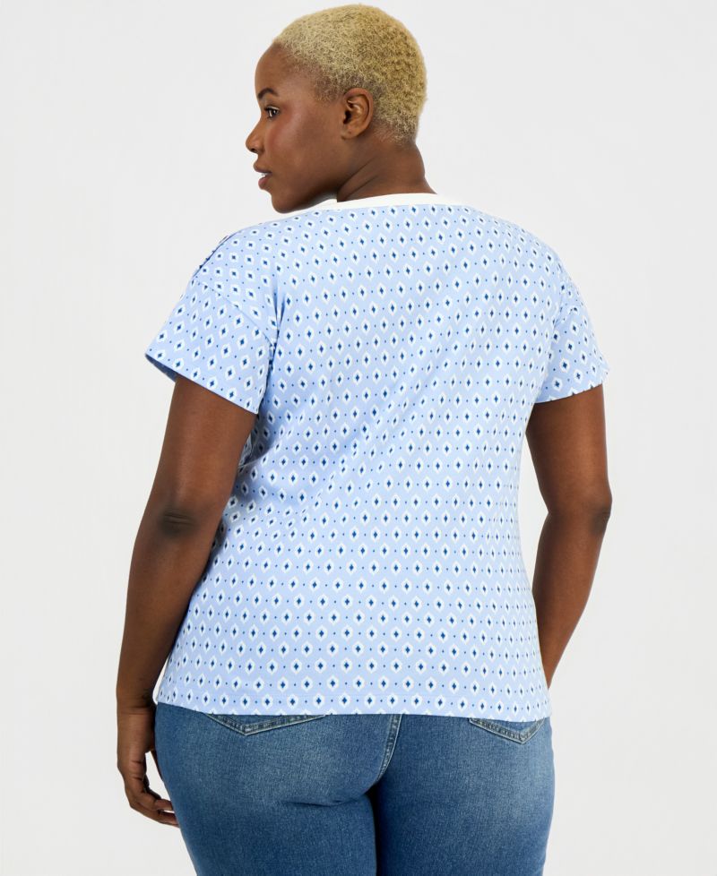 Petite Cotton Button-Shoulder Tee