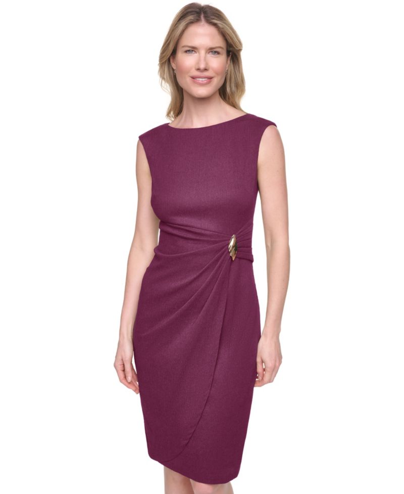 Petite Boat Neck Cap-Sleeve Dress