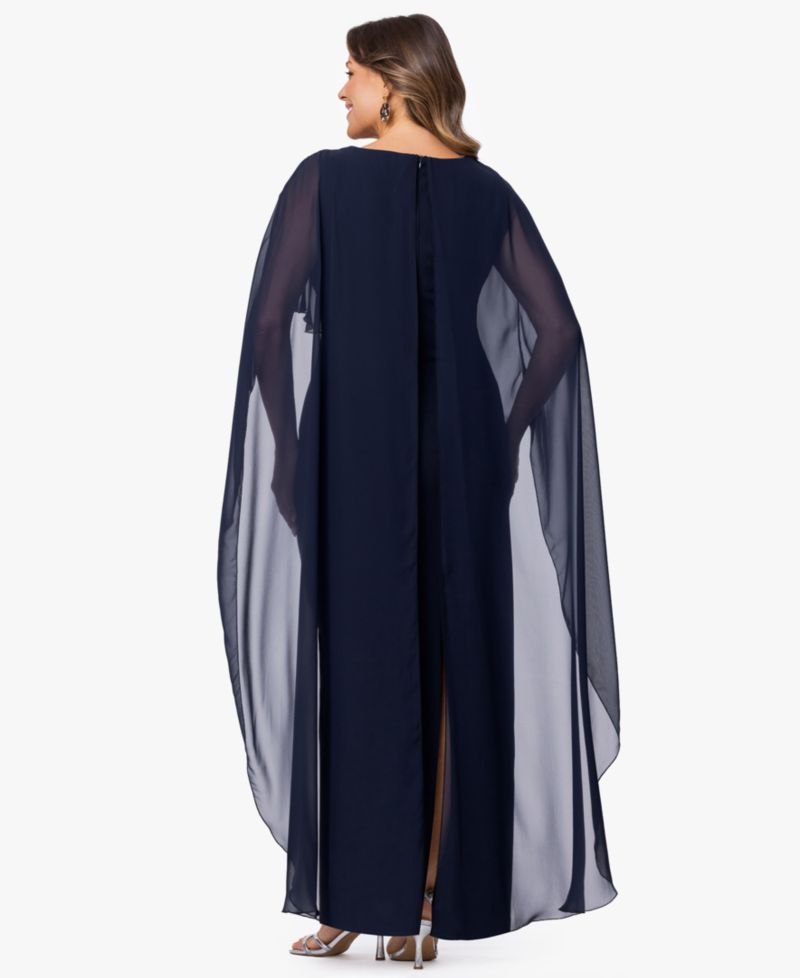 Plus Size Crew Neck Sheath Gown