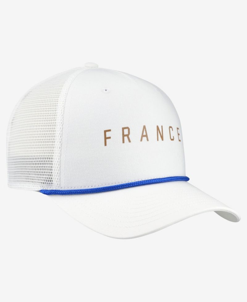 Men's White France National Team Rise Rope Trucker A-Frame Adjustable Hat