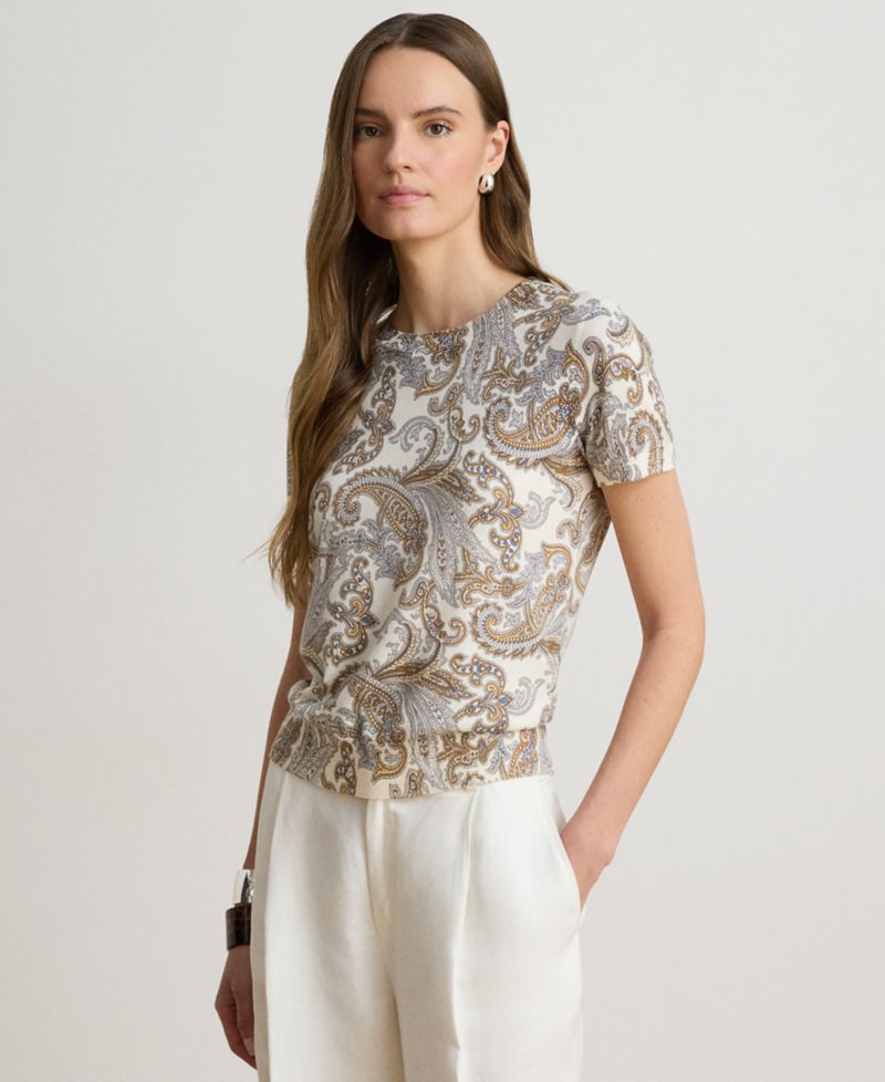 Women's Paisley Short-Sleeve Sweater