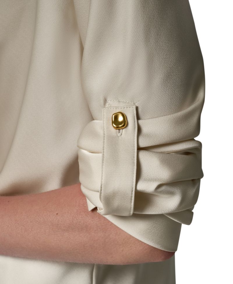 Petite Satin Back Crepe Long-Sleeve Top