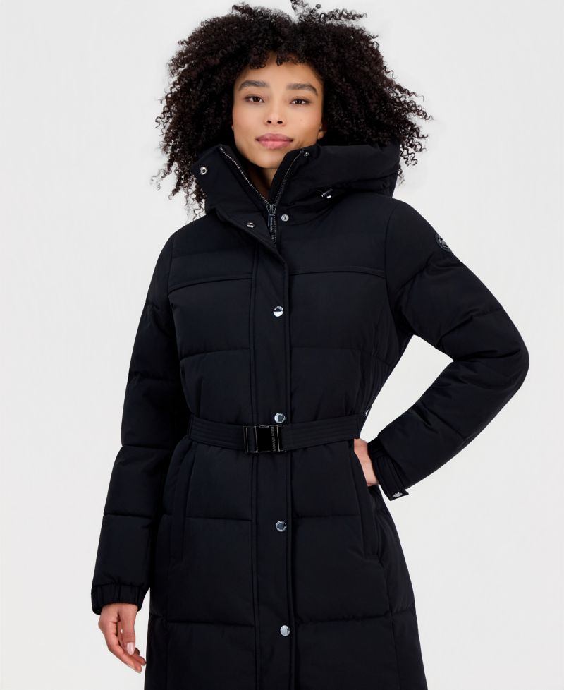 Women's Belted Hooded Puffer Coat