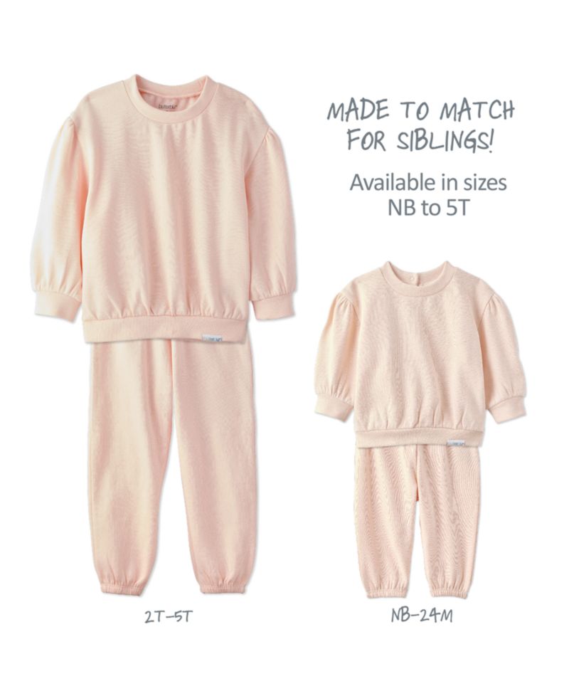 Baby Girls' Long-Sleeve Solid Sweatshirt and Pants, 3-Pack