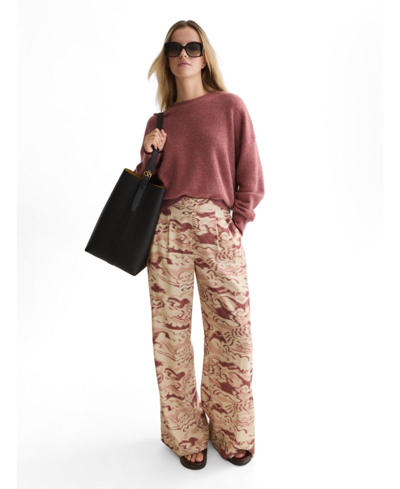 Women's Fuzzy Wool-Blend Relaxed-Fit Crewneck Pullover