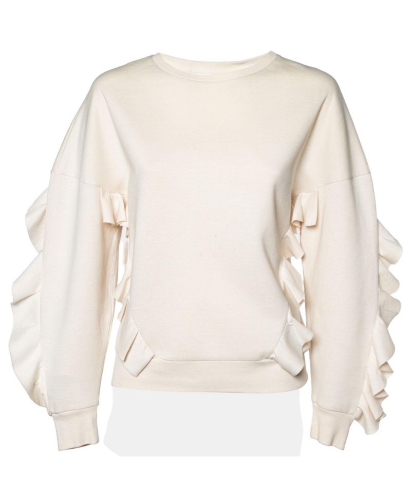 Women's Cotton Knit Flounce Trim Sweatshirt