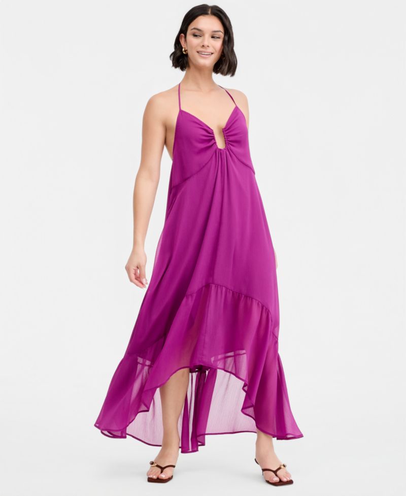 Women's Chiffon Halter High-Low Maxi Dress