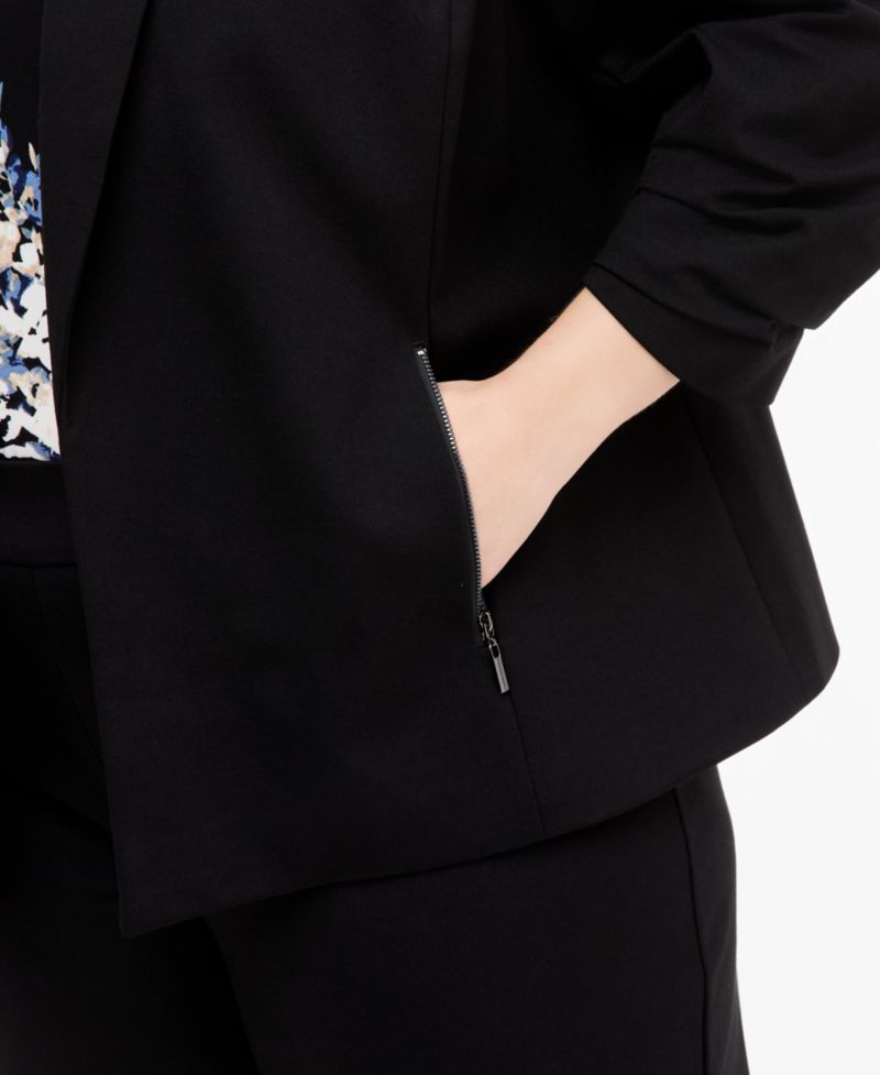 Plus Size 3/4-Sleeve Open Front Jacket