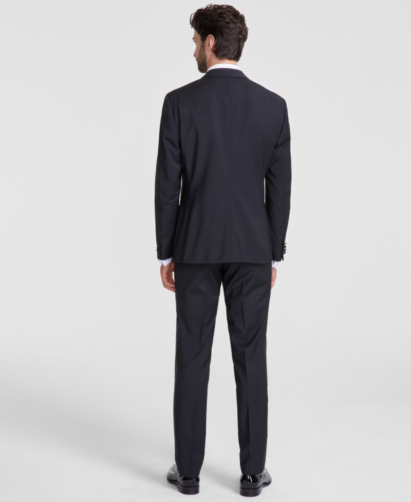 Men's Modern-Fit Wool Blend Black Tuxedo Suit Separates