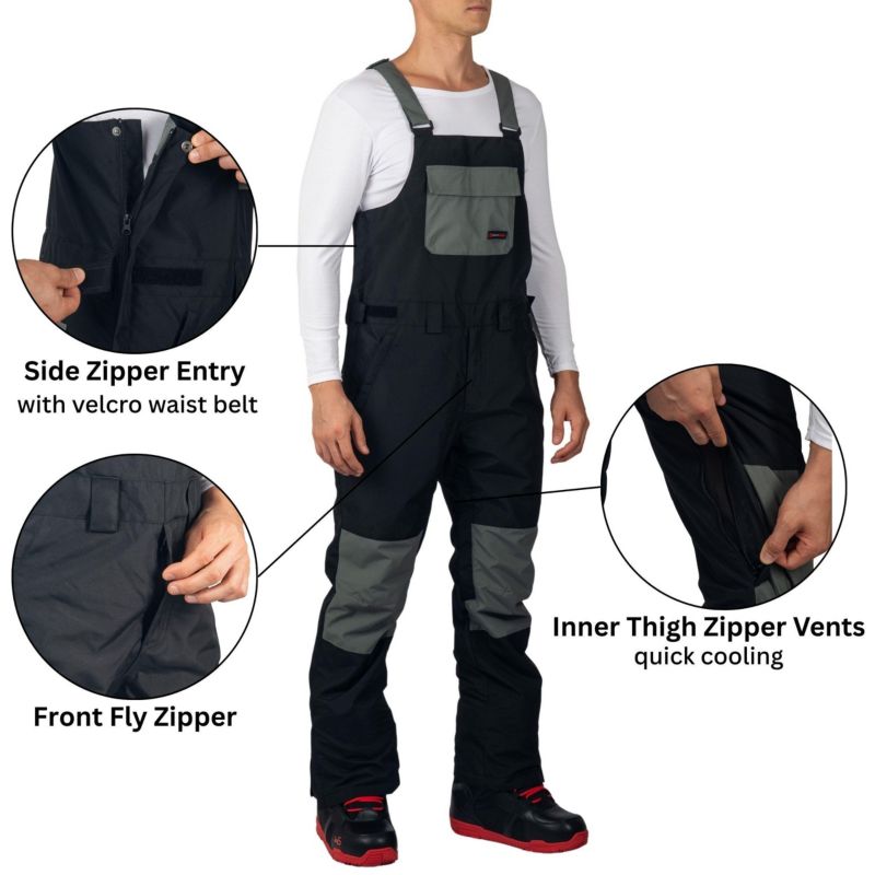 Men's Snow Bib 10K Waterproof Ski Overalls Insulated Snowboard Pants