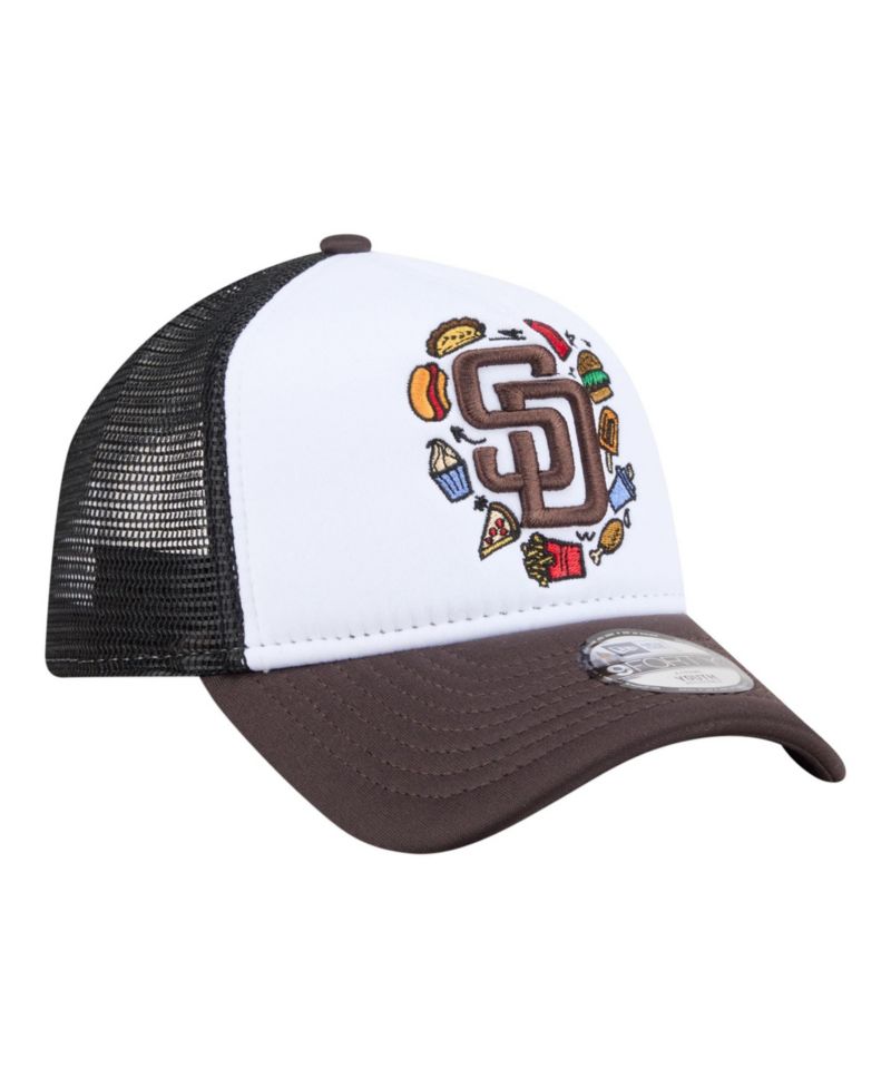 Big Boys and Girls White/Brown San Diego Padres Food A-Frame 9FORTY Trucker Adjustable Hat
