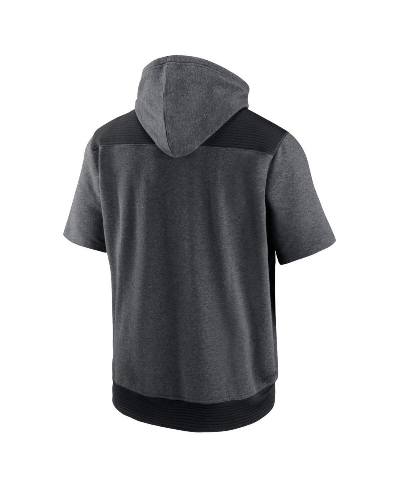 Men's Heathered Charcoal, Black Chicago White Sox Authentic Collection Dry Flux Performance Quarter-Zip Short Sleeve Hoodie