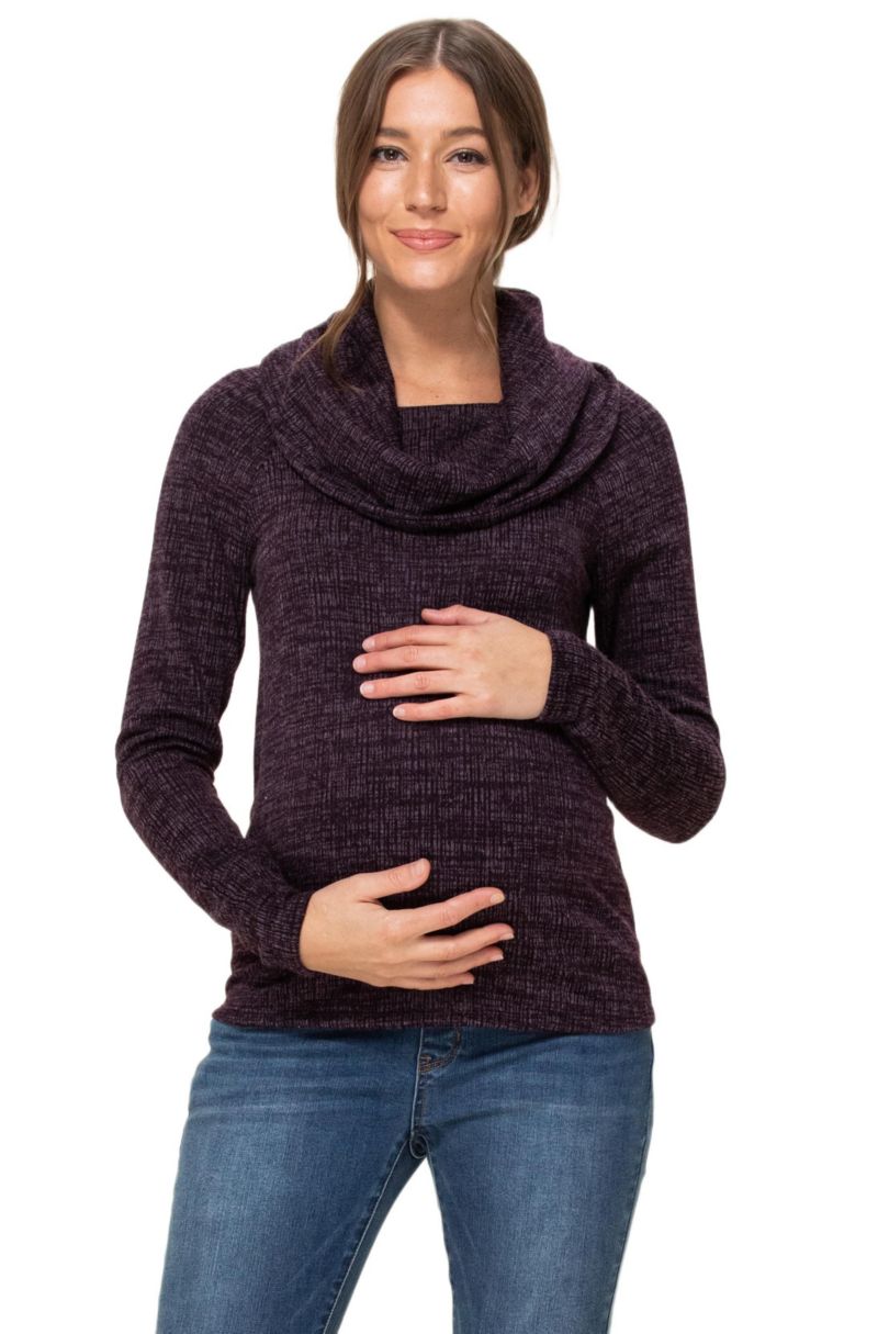 Maternity Cowl Neck Long Sleeve Knit Sweater