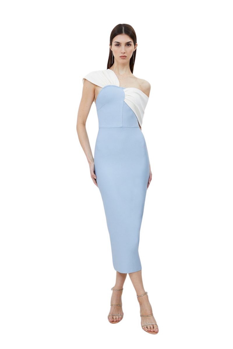 Women's Asymmetric Strap Knit Midi Dress