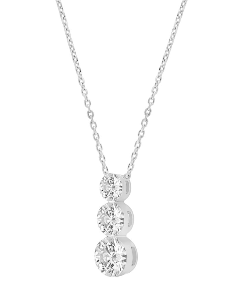 Lab-Grown Diamond 3-Stone Pendant Necklace (2 ct. t.w.) in 14k White Gold