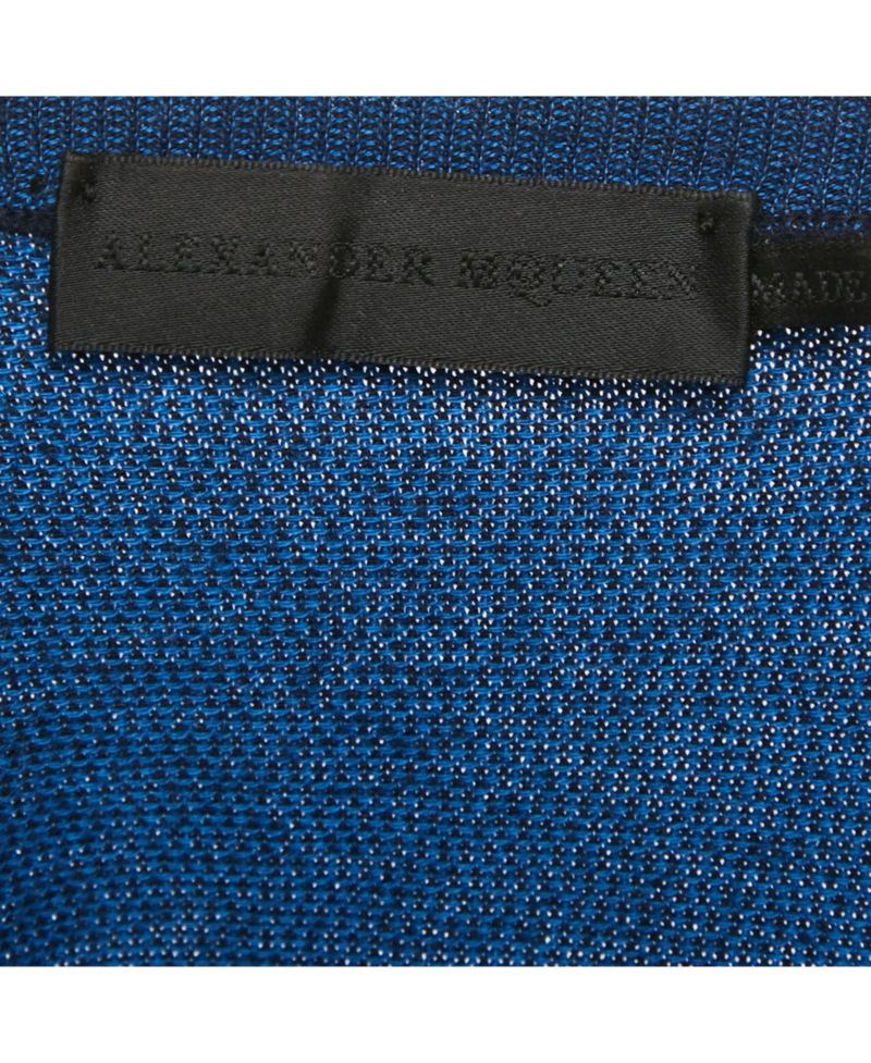 Men's Blue 3D Skull Embossed Cotton Knit Sweater