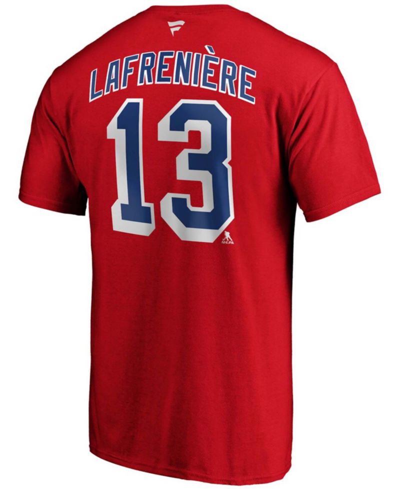 Men's Alexis Lafreniv®re Red New York Rangers Authentic Stack Name and Number T-shirt
