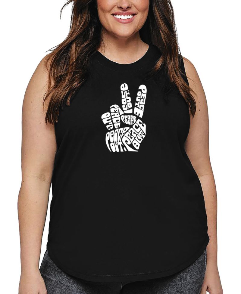 Plus Size Peace Out Word Art Tank Top