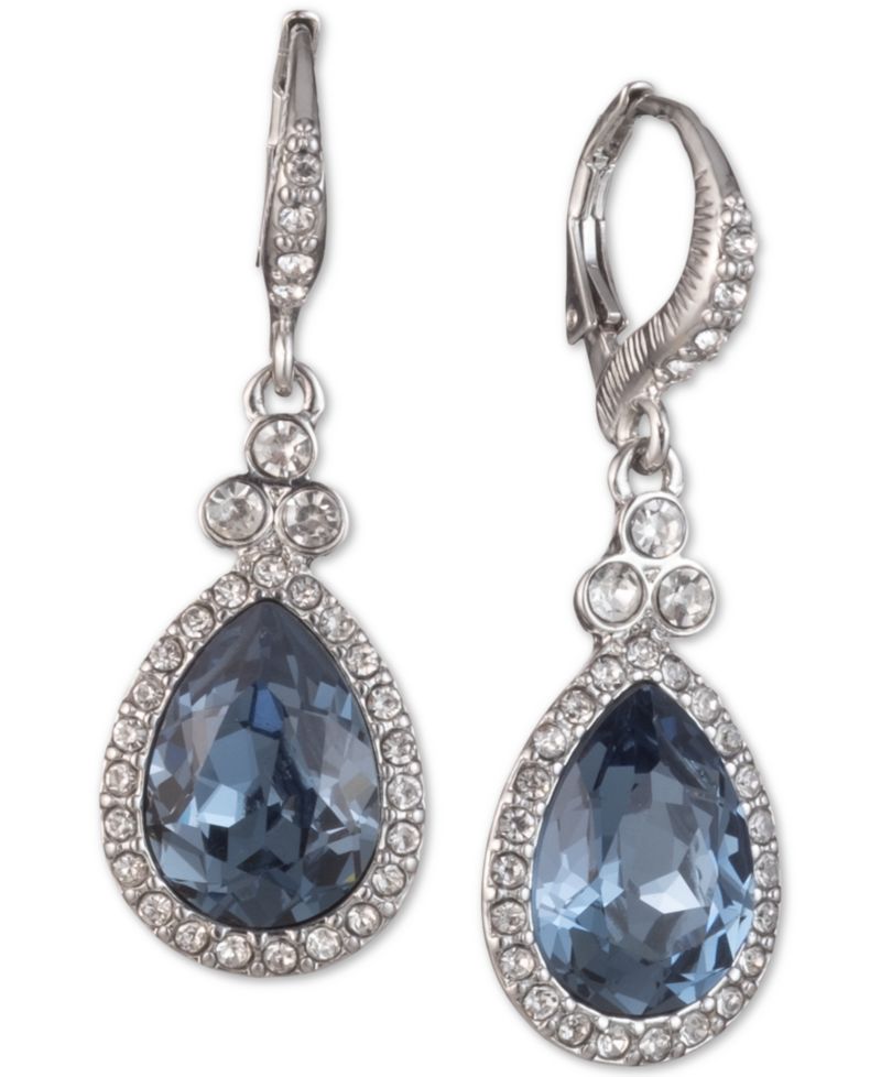 Pav&eacute; & Colored Stone Drop Earrings