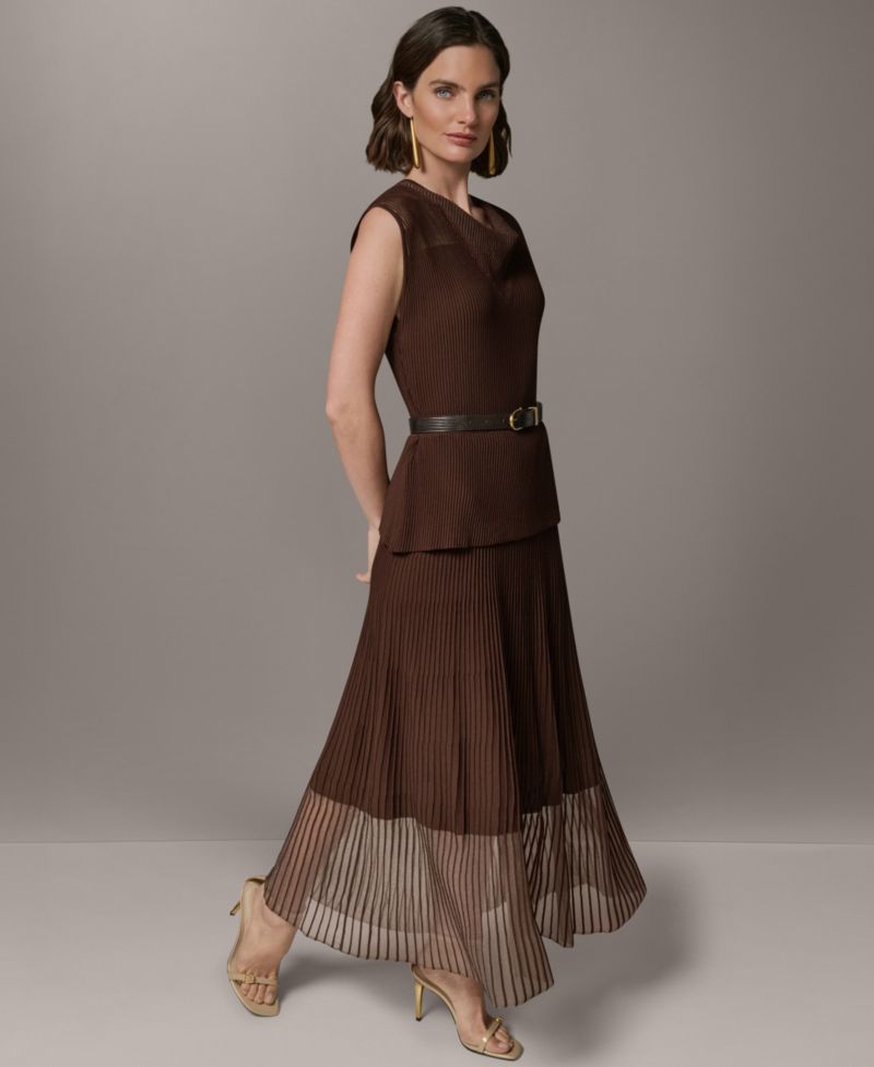 Women's Sleeveless Knit Maxi Sweater Dress with Belt